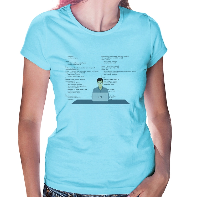 Baby Look Desenvolvedor Front-end CSS - Azul Bebê