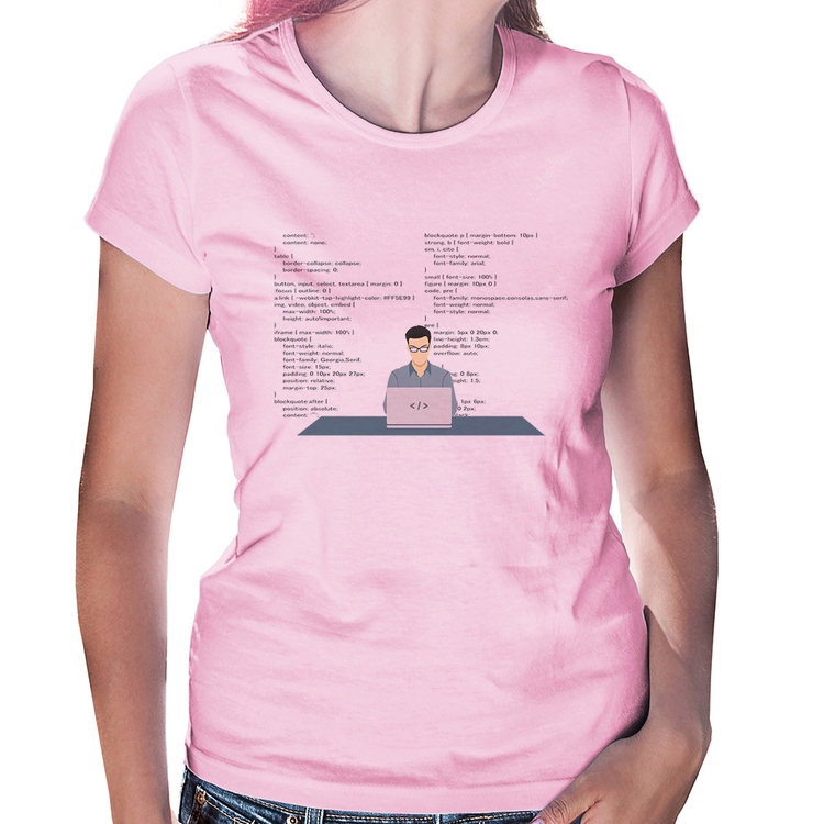 Baby Look Desenvolvedor Front-end CSS - Rosa Bebê