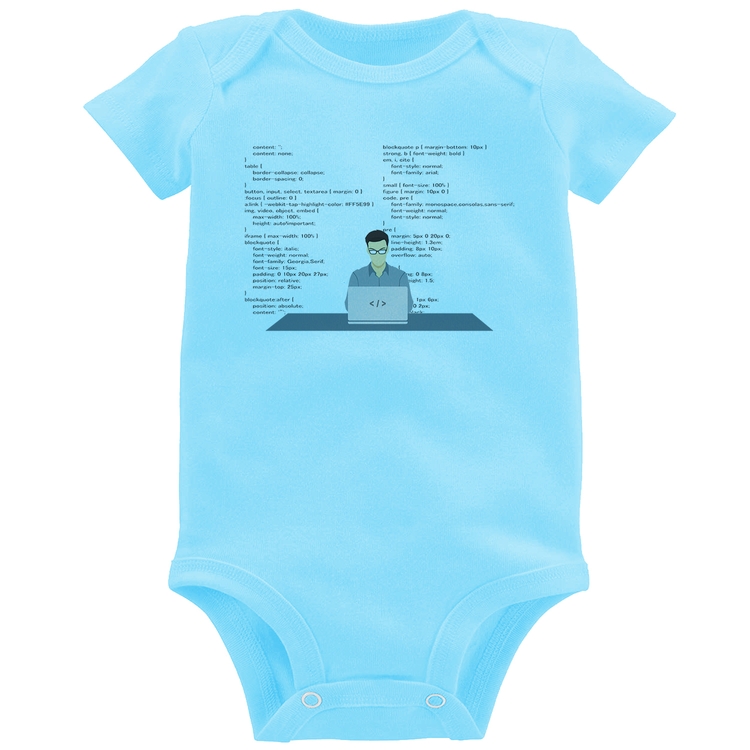 Body Bebê Desenvolvedor Front-end CSS - Azul Bebê