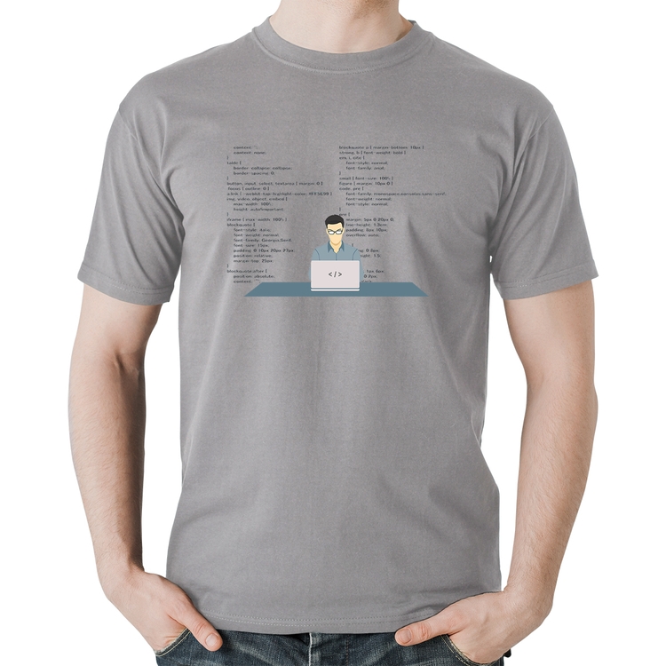 Camiseta Algodão Desenvolvedor Front-end CSS - Cinza