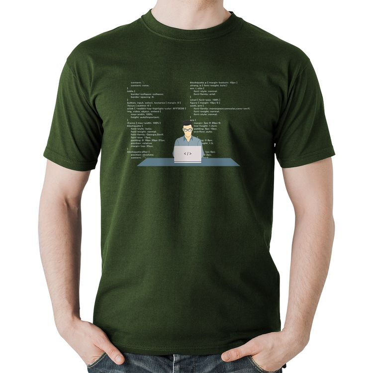 Camiseta Algodão Desenvolvedor Front-end CSS - Musgo