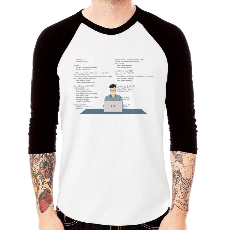 Camiseta Raglan Desenvolvedor Front-end CSS Manga 3/4