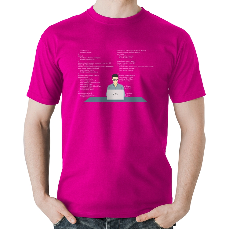 Camiseta Algodão Desenvolvedor Front-end CSS - Rosa