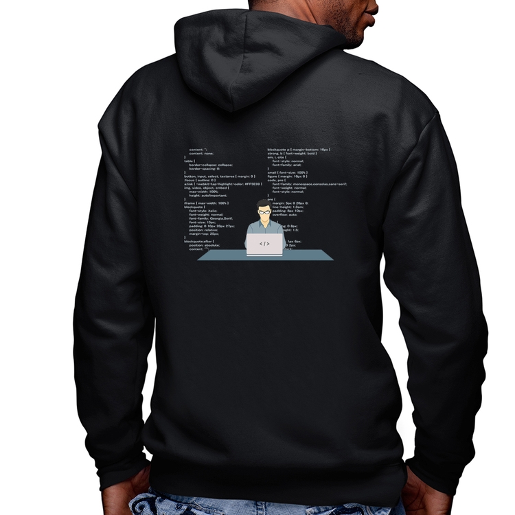 Blusa Moletom Desenvolvedor Front-end CSS Masculina com Capuz e Zíper