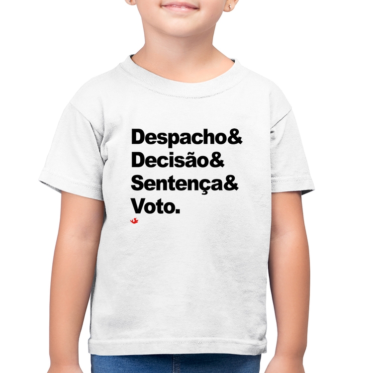 Camiseta Algodão Infantil Despacho & Decisão & Sentença & Voto - Branca