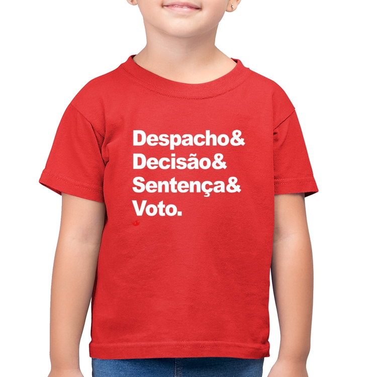 Camiseta Algodão Infantil Despacho & Decisão & Sentença & Voto - Vermelha