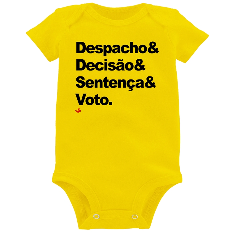 Body Bebê Despacho & Decisão & Sentença & Voto - Amarelo