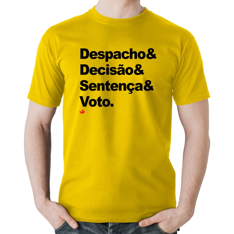 Camiseta Algodão Despacho & Decisão & Sentença & Voto - Amarela