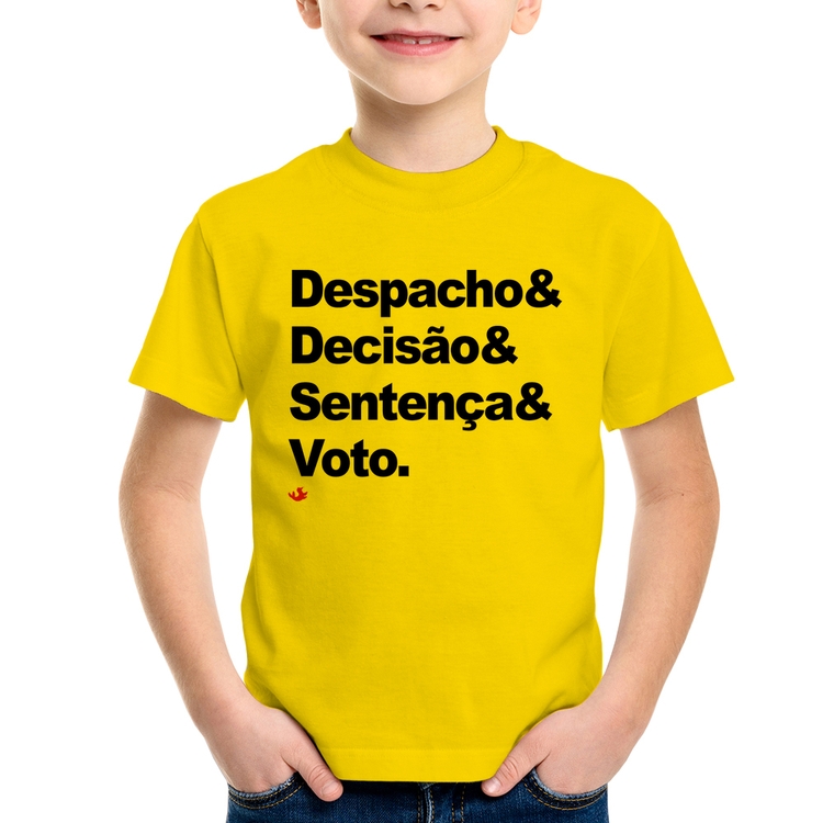 Camiseta Infantil Despacho & Decisão & Sentença & Voto - Amarela