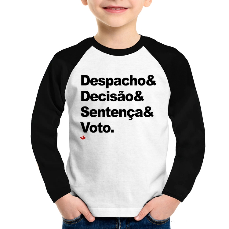 Camiseta Raglan Infantil Despacho & Decisão & Sentença & Voto Manga Longa