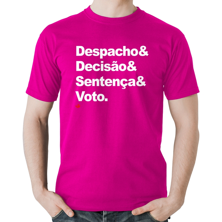 Camiseta Algodão Despacho & Decisão & Sentença & Voto - Rosa