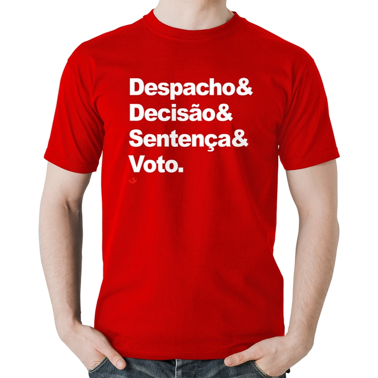Camiseta Algodão Despacho & Decisão & Sentença & Voto - Vermelha