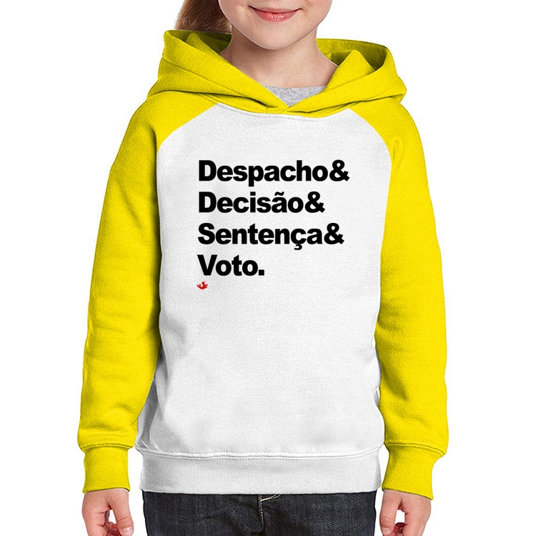 Moletom Infantil Despacho & Decisão & Sentença & Voto - Branco/Amarelo