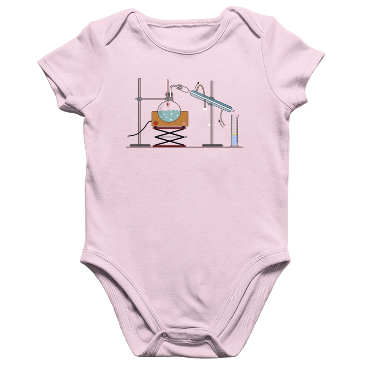 Body Bebê Algodão Destilação Química - Rosa Bebê