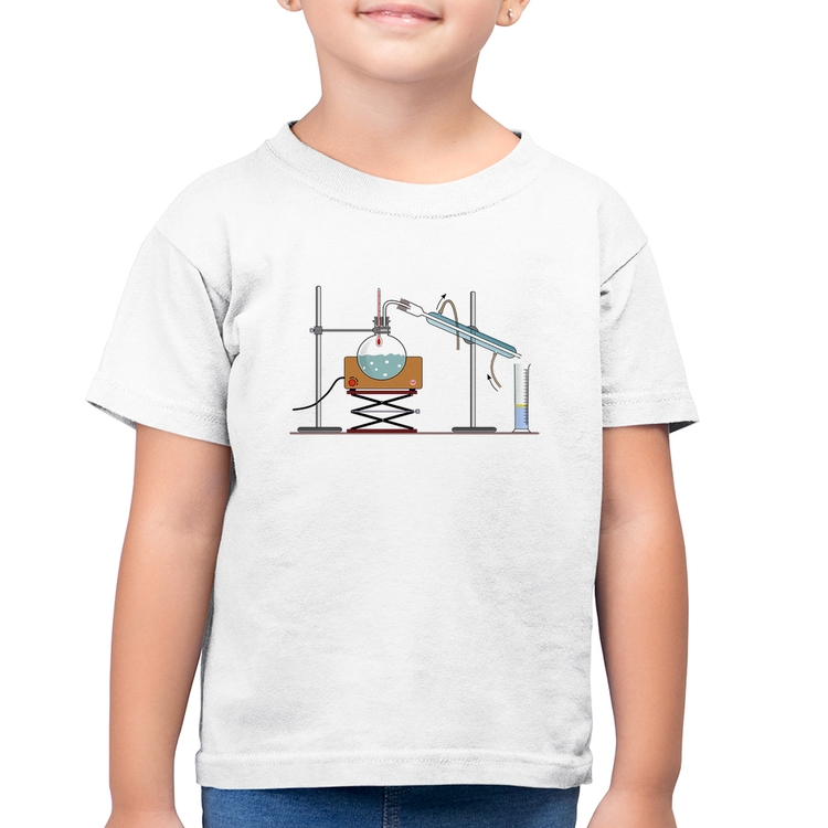 Camiseta Algodão Infantil Destilação Química - Branca