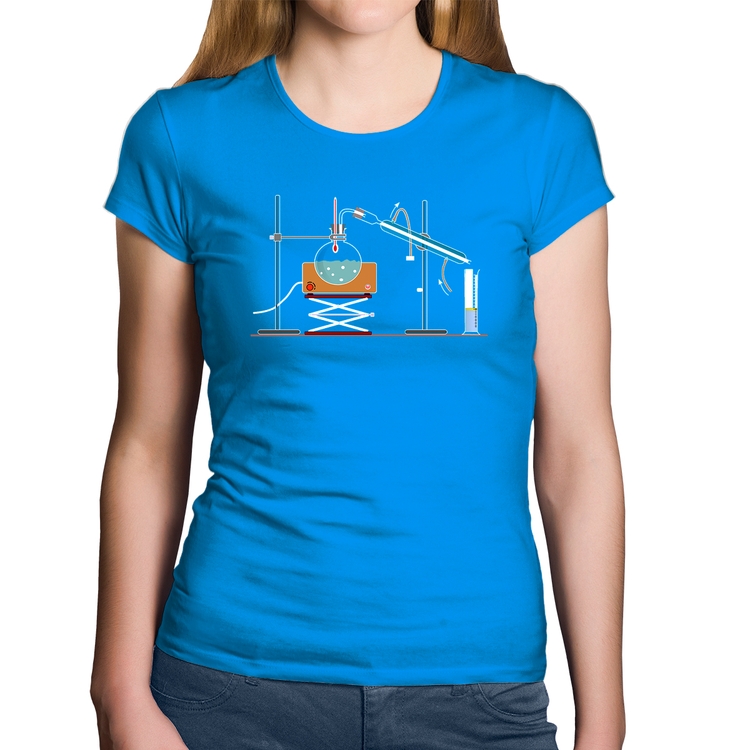 Baby Look Algodão Destilação Química - Azul