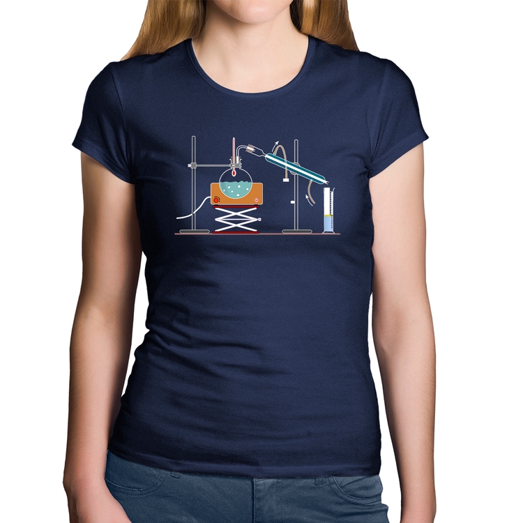 Baby Look Algodão Destilação Química - Marinho