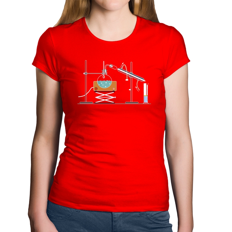 Baby Look Algodão Destilação Química - Vermelha