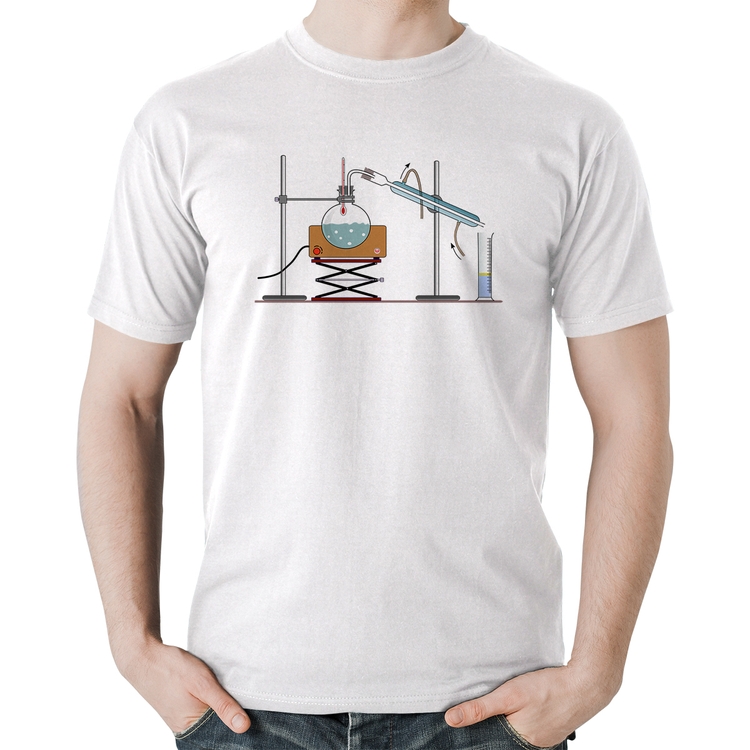 Camiseta Algodão Destilação Química - Branca