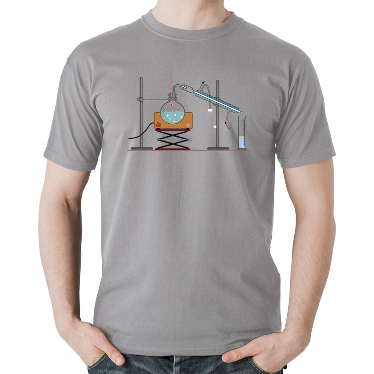 Camiseta Algodão Destilação Química - Cinza