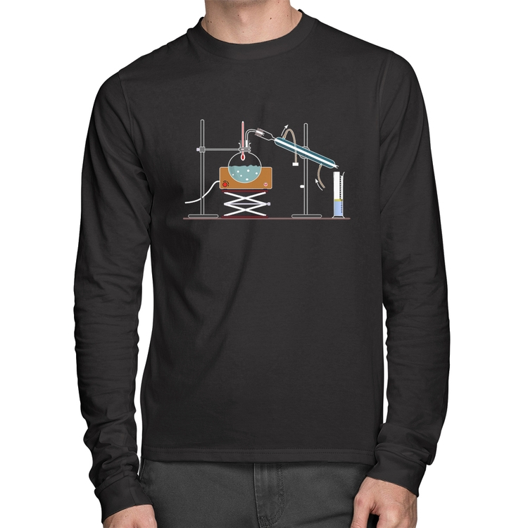 Camiseta Algodão Destilação Química Manga Longa