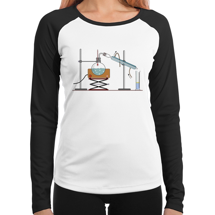 Baby Look Raglan Destilação Química Manga Longa
