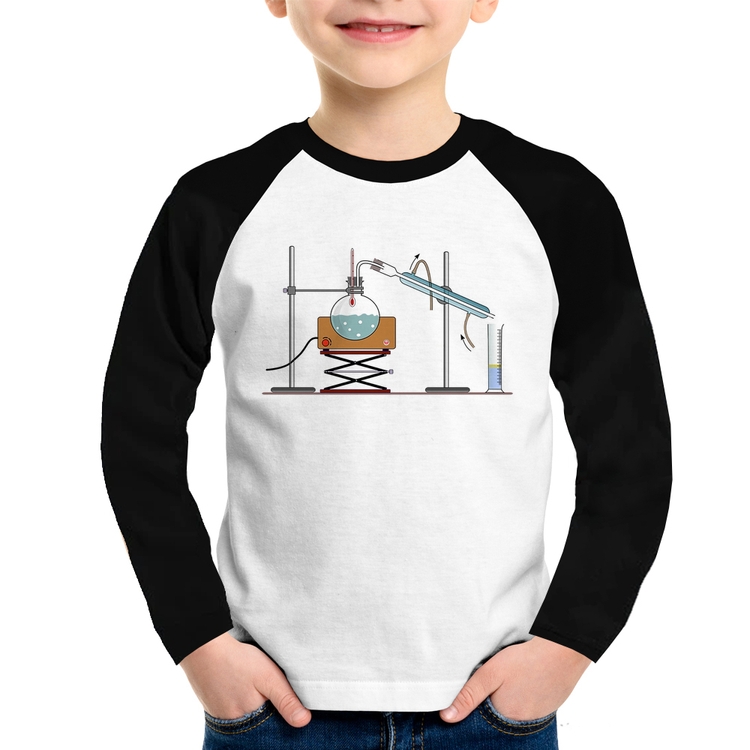 Camiseta Raglan Infantil Destilação Química Manga Longa