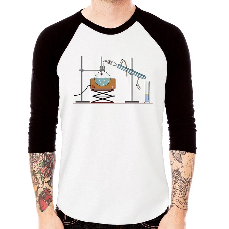 Camiseta Raglan Destilação Química Manga 3/4