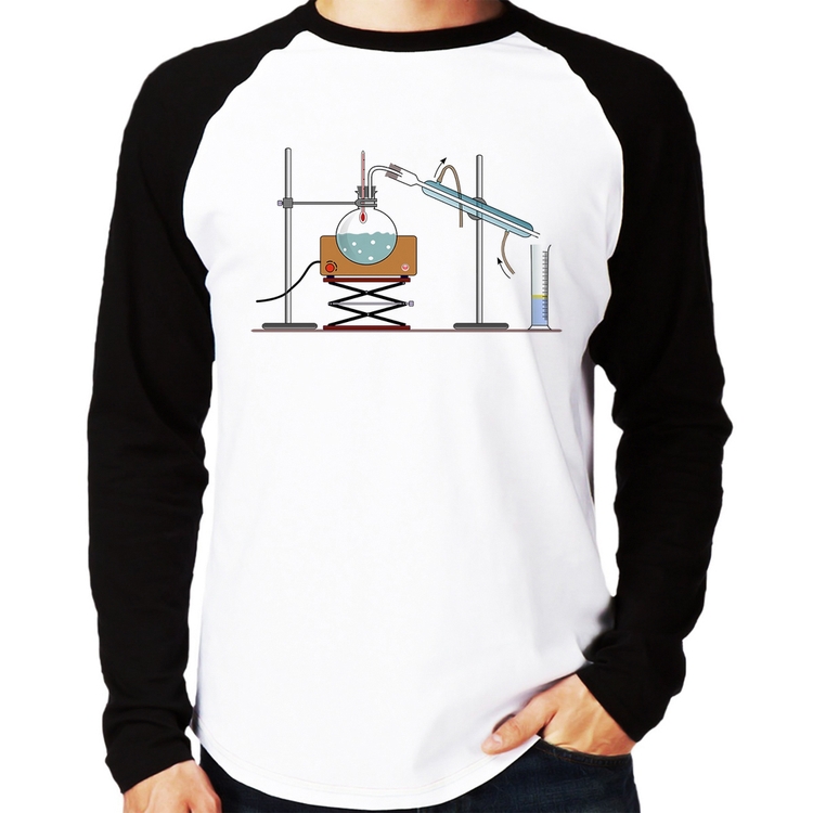 Camiseta Raglan Destilação Química Manga Longa