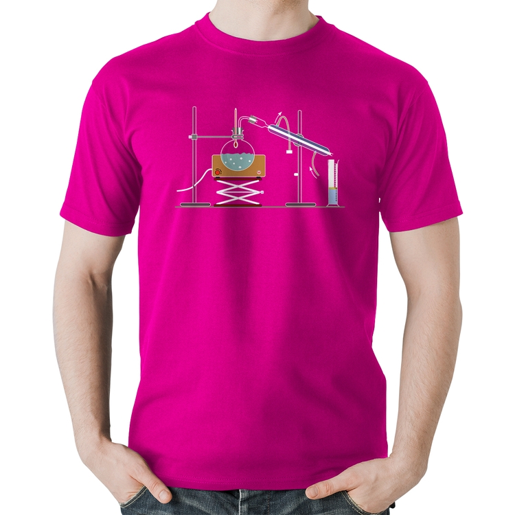 Camiseta Algodão Destilação Química - Rosa