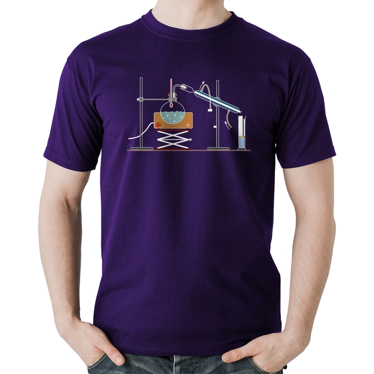 Camiseta Algodão Destilação Química - Roxa