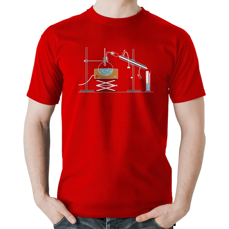 Camiseta Algodão Destilação Química - Vermelha