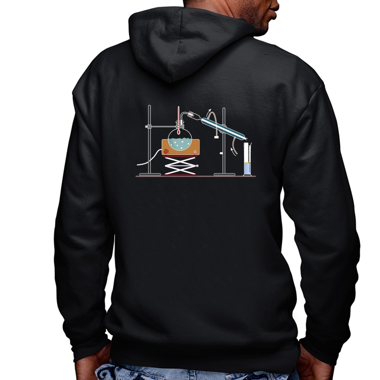 Blusa Moletom Destilação Química Masculina com Capuz e Zíper