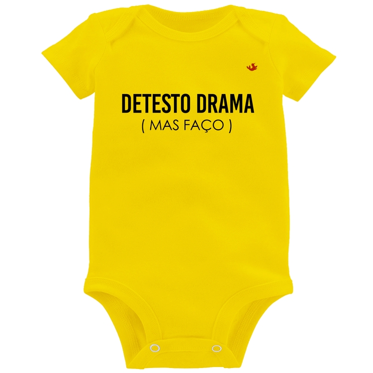 Body Bebê Detesto drama (mas faço) - Amarelo
