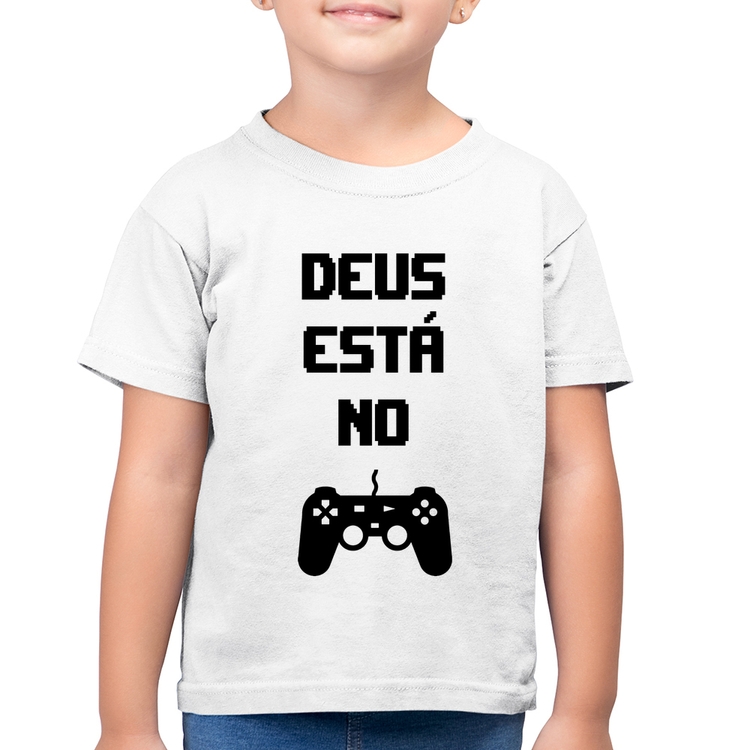 Camiseta Algodão Infantil Deus está no controle - Branca
