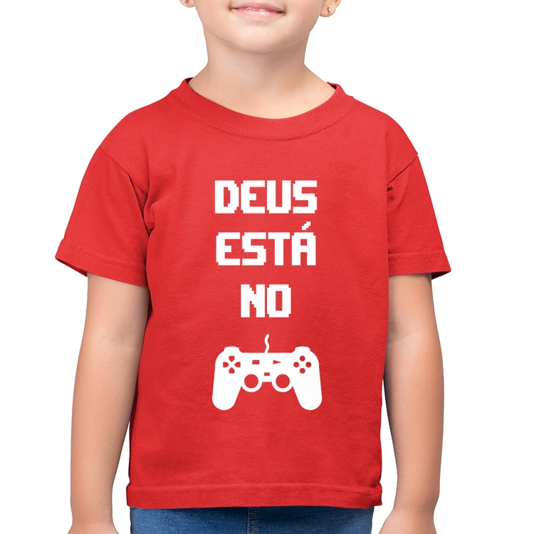 Camiseta Algodão Infantil Deus está no controle - Vermelha