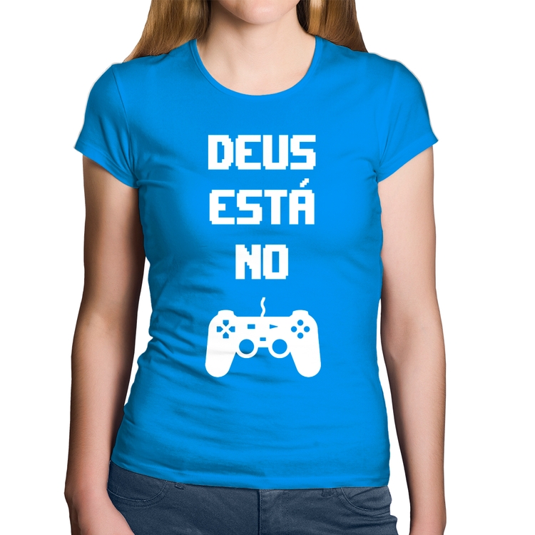 Baby Look Algodão Deus está no controle - Azul