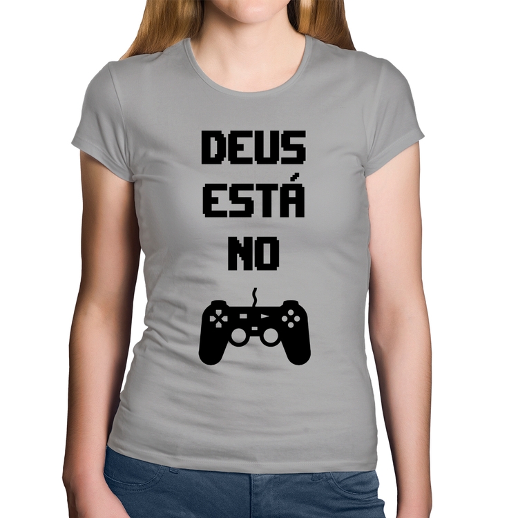 Baby Look Algodão Deus está no controle - Cinza