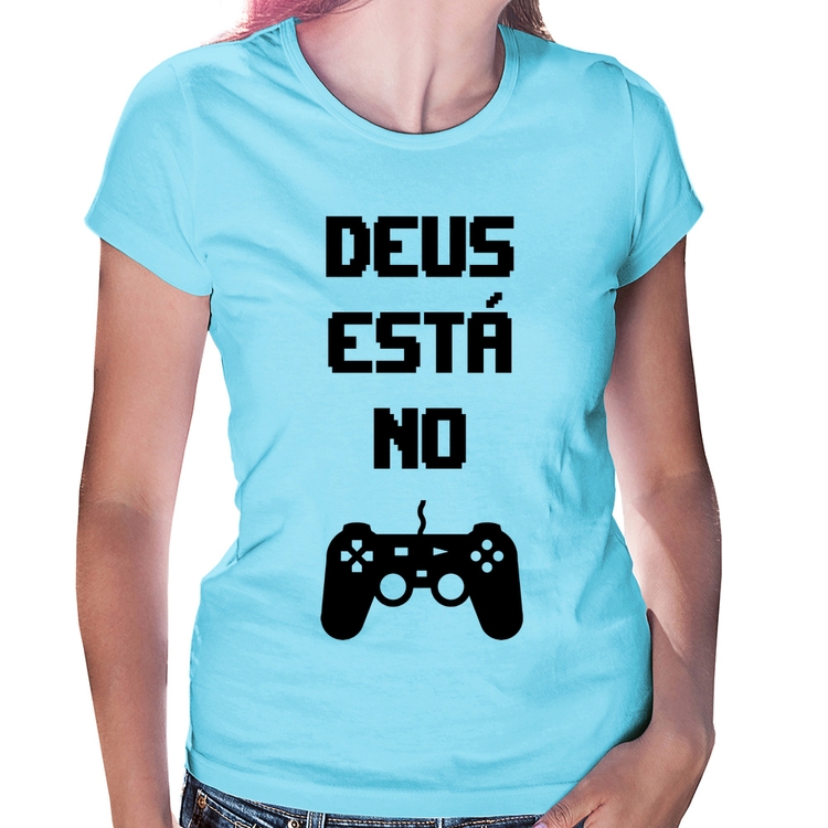 Baby Look Deus está no controle - Azul Bebê