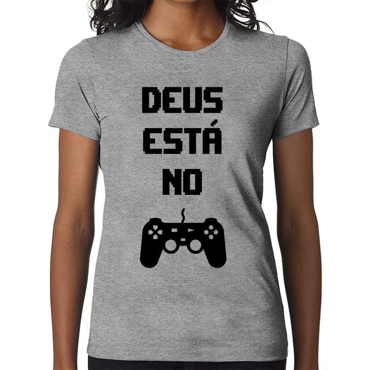 Baby Look Deus está no controle - Cinza