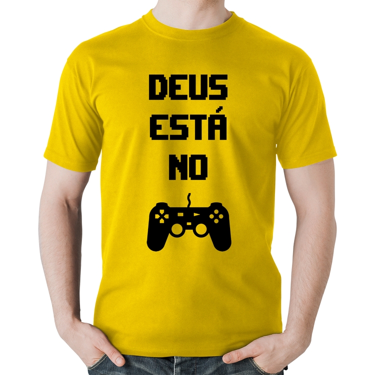 Camiseta Algodão Deus está no controle - Amarela