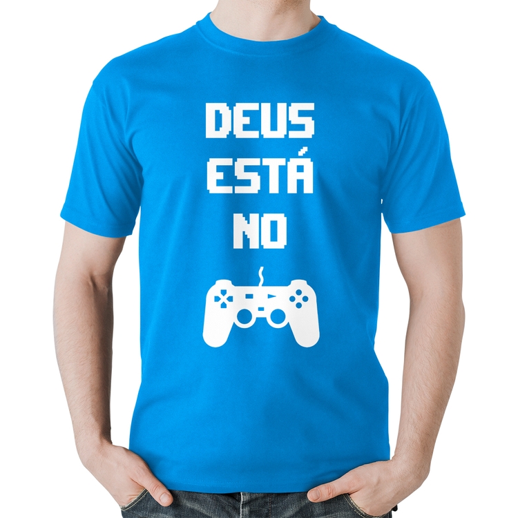 Camiseta Algodão Deus está no controle - Azul