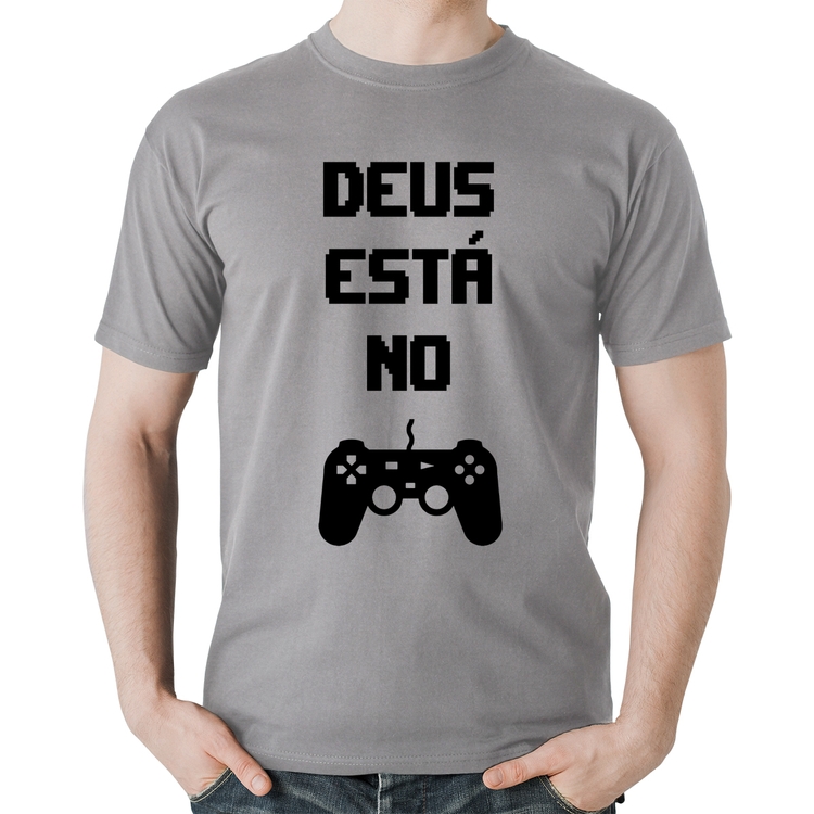 Camiseta Algodão Deus está no controle - Cinza