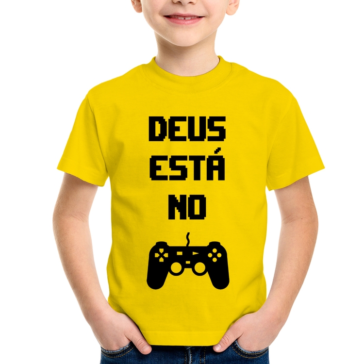 Camiseta Infantil Deus está no controle - Amarela