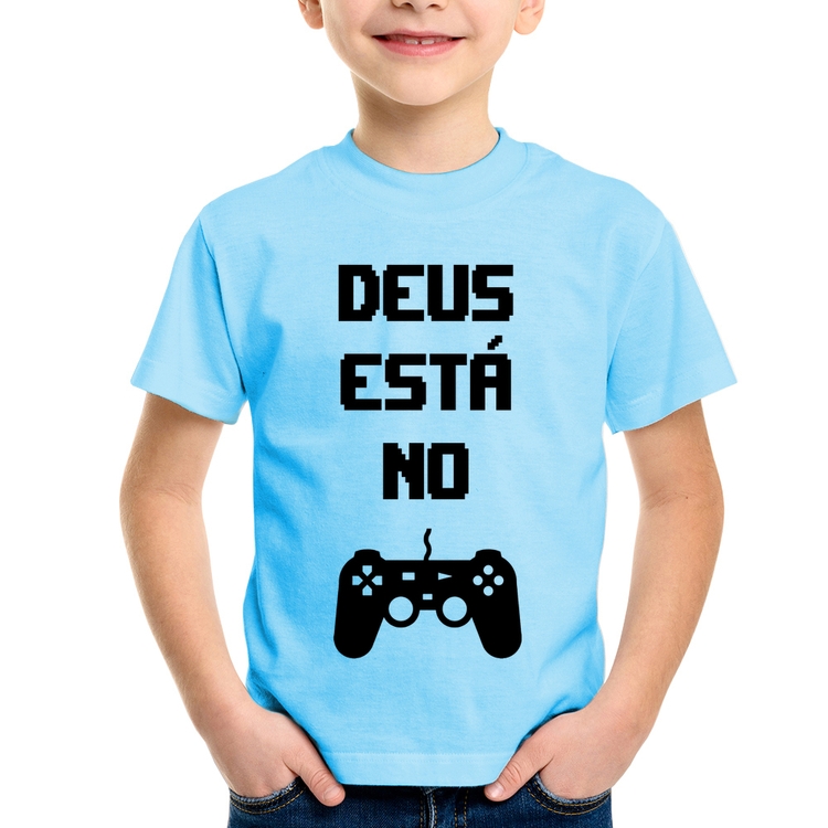 Camiseta Infantil Deus está no controle - Azul Bebê