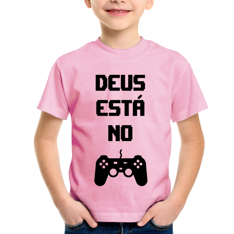 Camiseta Infantil Deus está no controle - Rosa Bebê