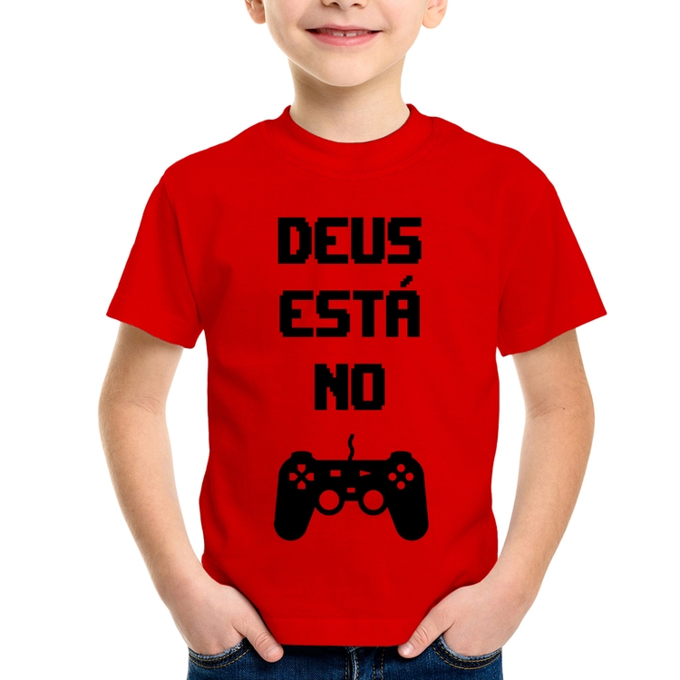 Camiseta Infantil Deus está no controle - Vermelha