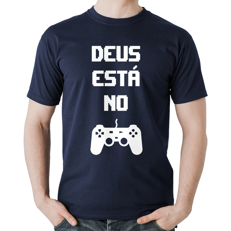 Camiseta Algodão Deus está no controle - Marinho