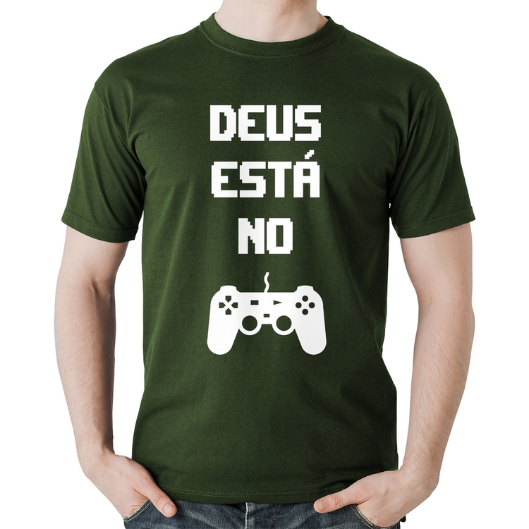 Camiseta Algodão Deus está no controle - Musgo