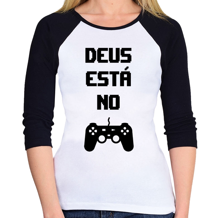 Baby Look Raglan Deus está no controle Manga 3/4